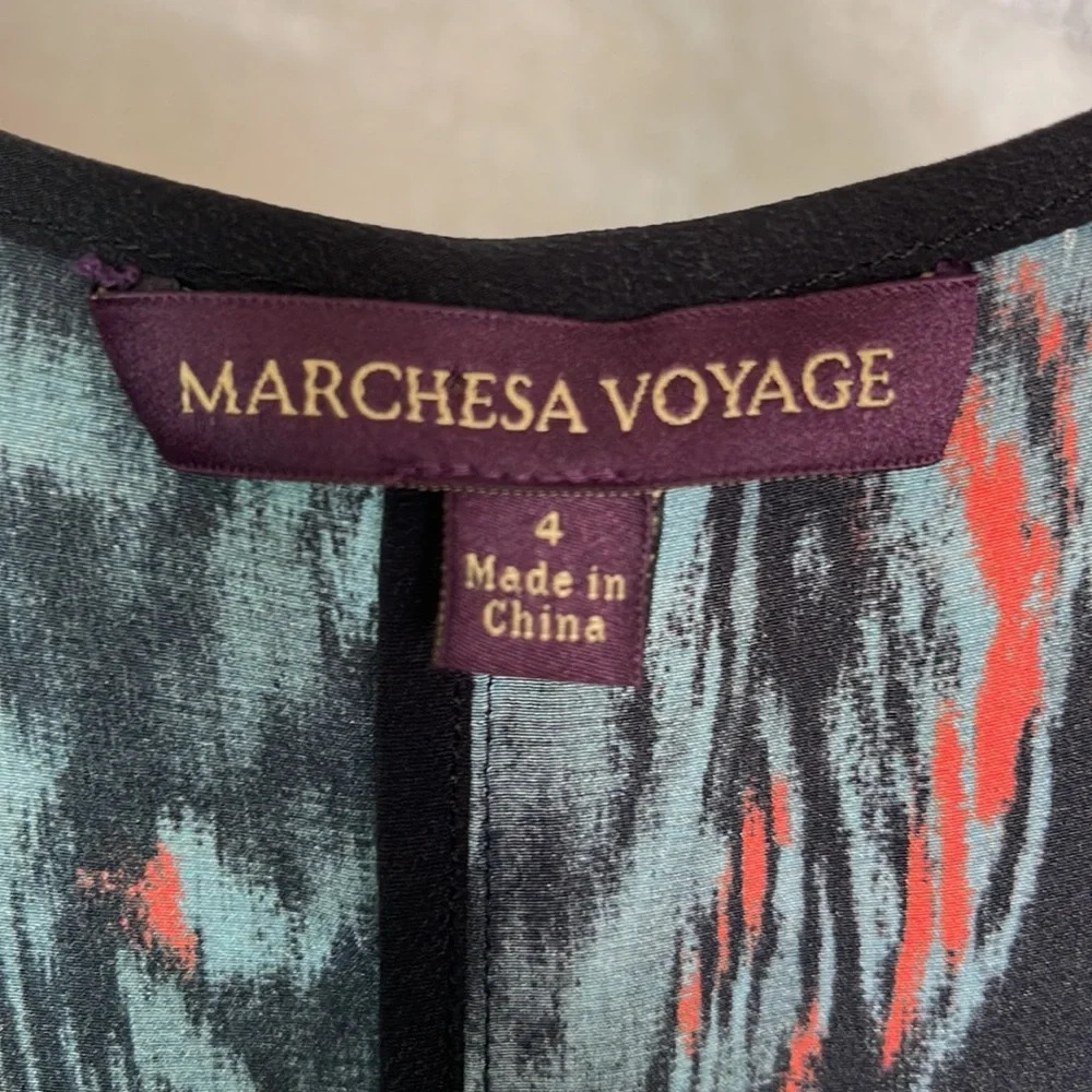 Marchesa Voyage Feather Silk Dress Peplum Skirt Sz 4 - Picture 10 of 12